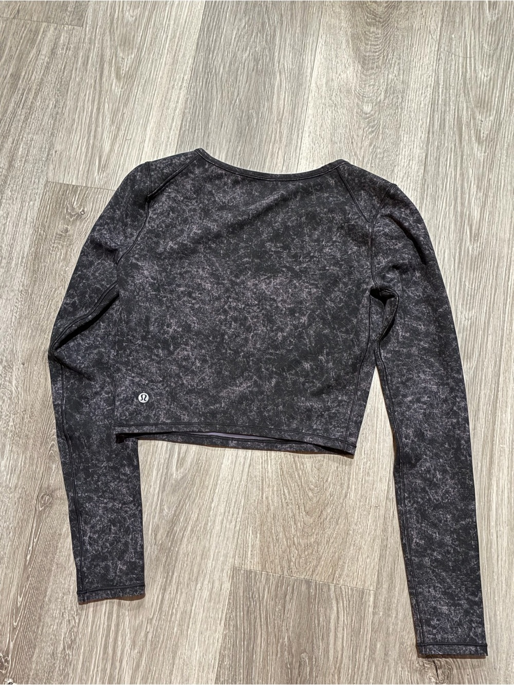 lululemon athletica Black Acid-Wash Long Sleeve Crop Tee